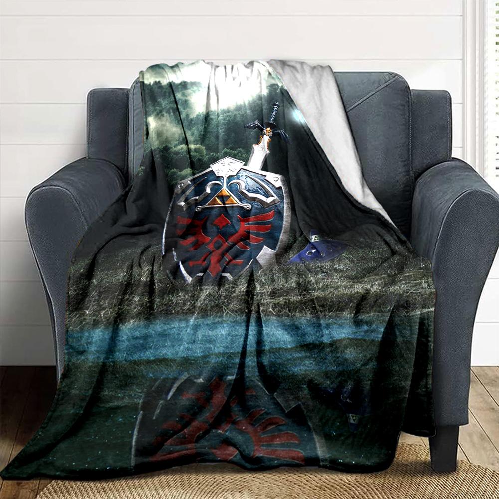 Sword Shield Mist Flannel Blanket Super Soft Warm Cozy Blanket For Sofa Bed Office Travel Allseason Home Decor Gift