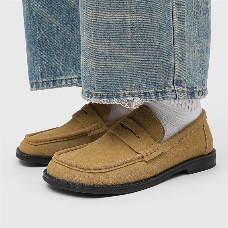 Fashion Cow Suede Leather Men Classic British Style Loafers Moccasins Mens Light Comfortable Walking Flats Luxury Men's Casual Shoes
