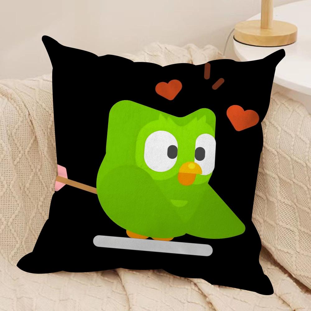 Cute DDuolingos Cushion Cover Silky Short Plush Sofa Pillow Cover Hidden Zipper Soft Dustproof Case for Home Decor