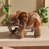 Housewarming Gift for Friends Elephant Figurine Ornament, Resin Wood Grain Statue, Auspicious Compact Shelf Statue Animal Sculpture Home Office Living