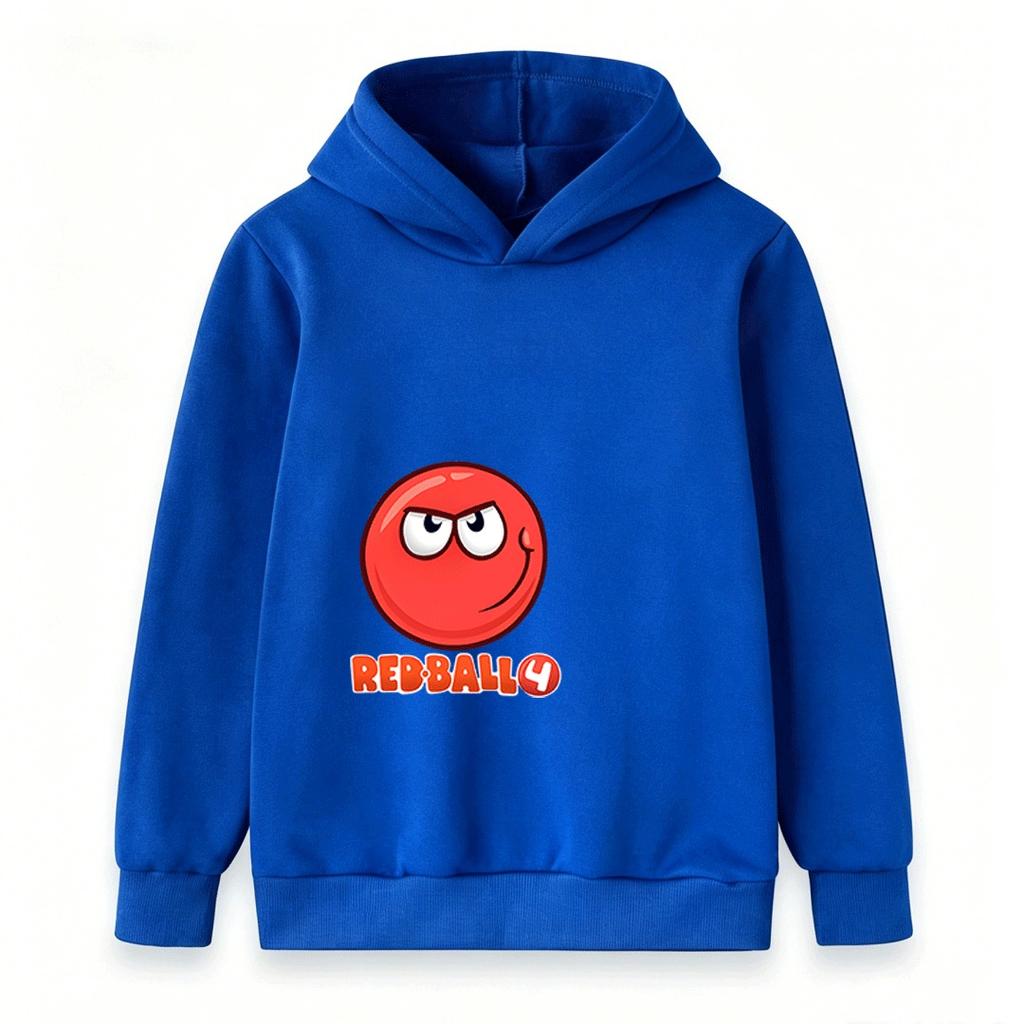 Kids Boys Girls Casual Hoodie Red Angry Smile Ball Print Pullover Sweatshirt Soft Long Sleeve Warm Hooded Top for Children