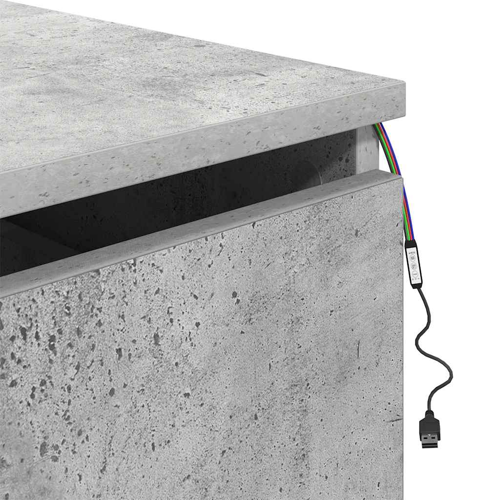 Wall Mounted Nightstand with LED Lights Concrete Grey