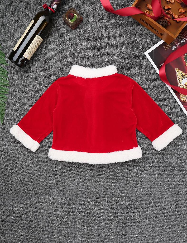 Baby Boys Christmas Santa Claus Costume Outfit Long Sleeves Velvet Top + Trousers Set