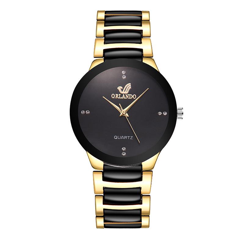 Women's Diamond-Set Quartz Watch with Steel Band - Elegant Imitation Tungsten Steel Design