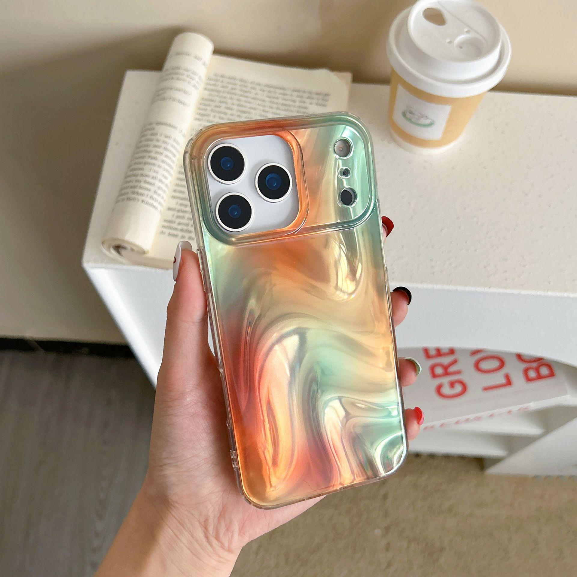 Green & Orange Satin Texture Drop-Proof Protective Case with Bow Stand for iPhone 17 Pro Max & 15/16 15 Pro