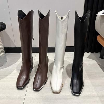 Pointy Thigh-high Boots for Women 2024 New Fleece High Heels with Back Zipper High Knight Boots for Women