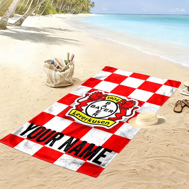 Custom Bayer Leverkusen Print Beach Towel, Large Soft Quick Dry Towel for Beach Camping Swimming