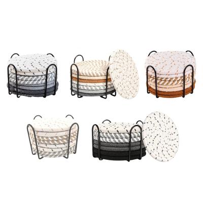 8x Drink Coasters with Rack for All Cups Absorbent Coasters for Drinks for Home Counters Patio Kitchen Coffee Table Office Desk