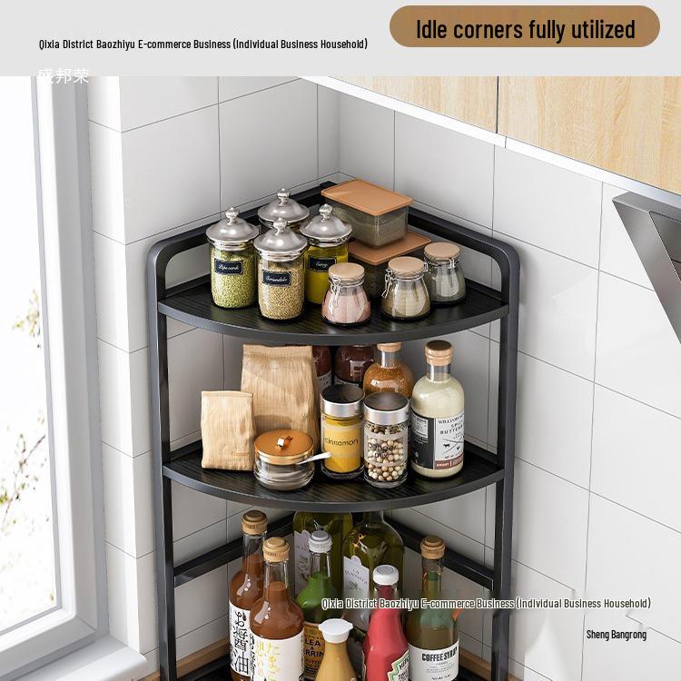 Corner Kitchen Storage Rack - Triangle Seasoning Organizer