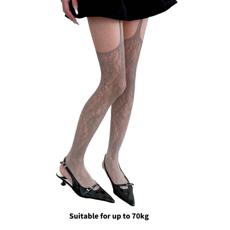 Fishnet Thigh High Stockings Patterned Suspender Tights for Women Garter Belt Pantyhose Tights Fishnets Hosiery Gifts