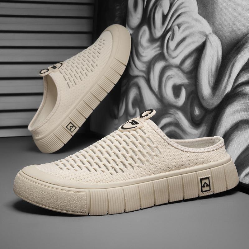 Slip-On Open Back Sandals for Men and Women - Breathable Mesh Summer Slide Shoes with Flat Sole, Lightweight Outdoor Casual Wear