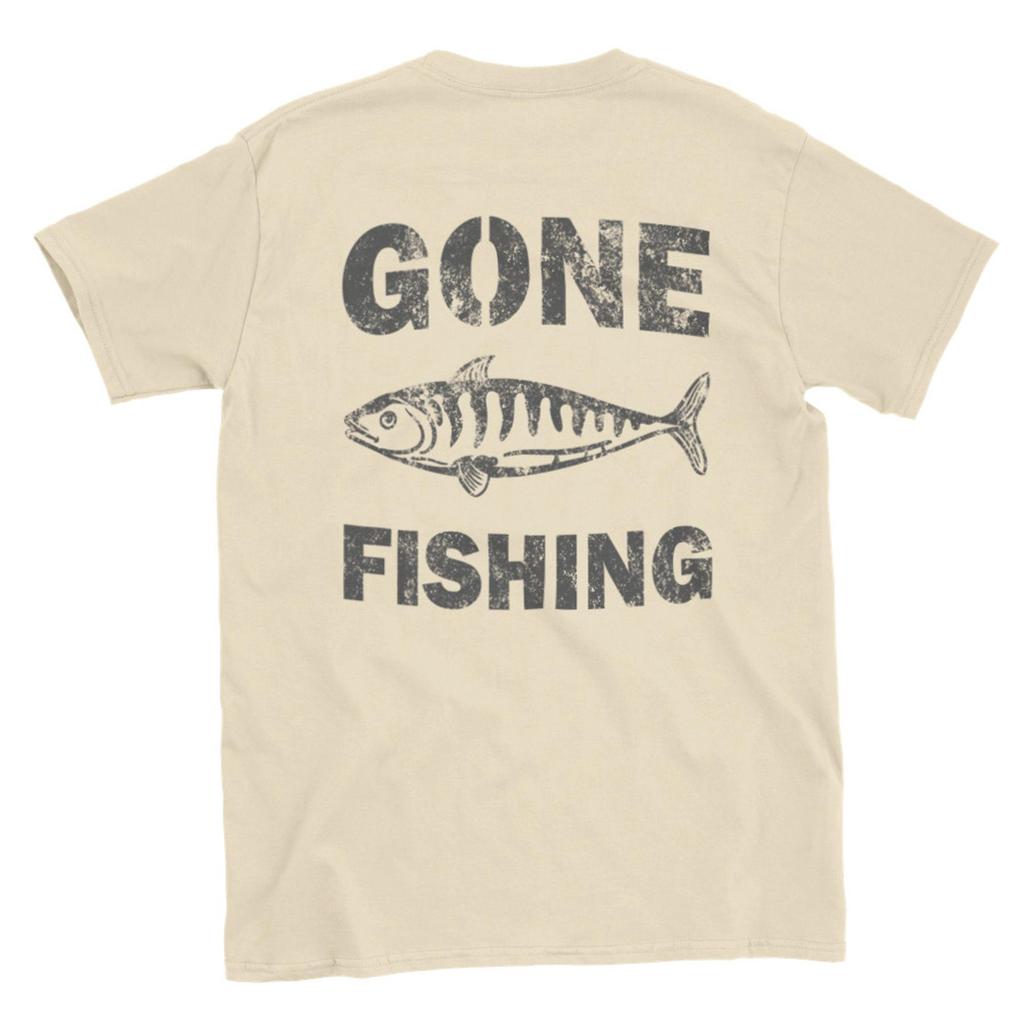 Gone Fishing Back Print Classic Unisex Crewneck T Shirt