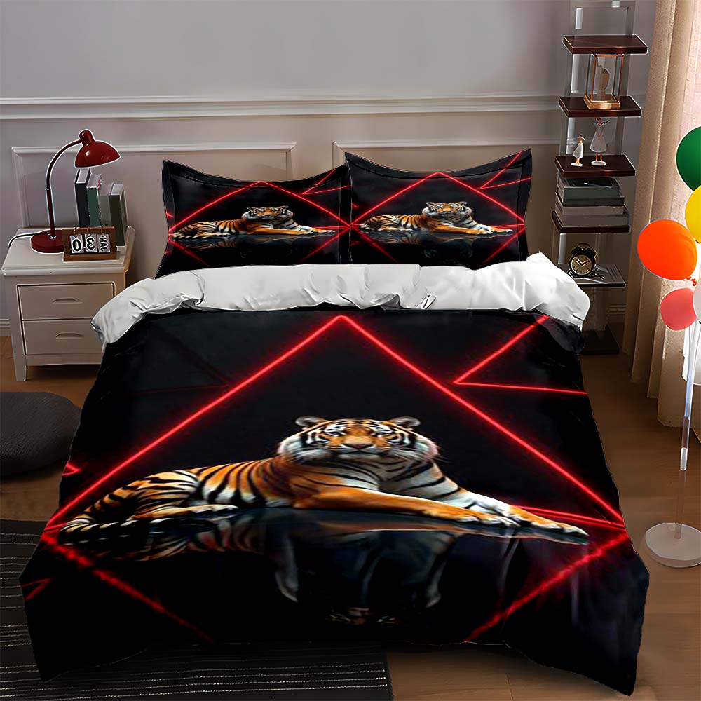 

Tiger geometric design. Bedding Duvet cover sets Duvet covers Pillowcases gifts (1 * Duvet Cover 2 * Pillowcases, without duvet insert) 135x200cm