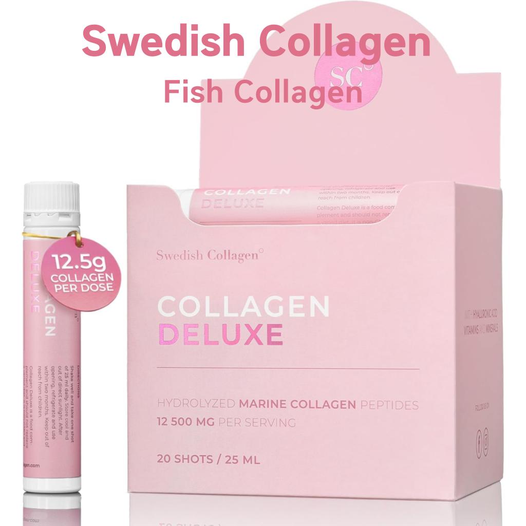 [Swedish Collagen] Collagen Deluxe 20 X 25ml Daily Shots/Hydrolyzed Marine Collagen Liquid Supplement
