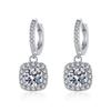 Moissanite Square Stud Earrings in S925 Silver - Women's Classic Dangle Earrings with Exquisite Craftsmanship