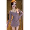 Elegant Lace Trim A-line Mini Dress with Long Sleeves - Sexy & Slimming for Autumn/Winter