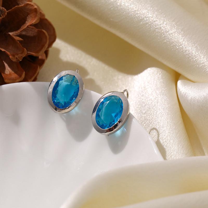 Huajie Hellblau Geschliffener Zirkon Damen Frischer Anhänger Ohrring Wassertropfen Ohrringe Elegant Neuer Trend Tide