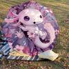 1PC Axolotl Sakura Automatic Open/Close Umbrella with Windproof, 8-Rib Sturdy Canopy, Durable Ribs, Fashionable Design, Outdoor Accessory, Fun Prin, H