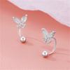2PCS Elegant Butterfly Screw Stud Earrings Shiny Zirconia Ladies Fashion Helix Lobe Piercing Jewelry Trendy Daily Wear Or Gifts