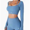 AL Womens Long Sleeve Yoga Top With Bra Padded Quick Dry Gym Training