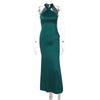Sexy European Style Solid Color Slim Fit Sleeveless Backless High Waist Long Dress For Women
