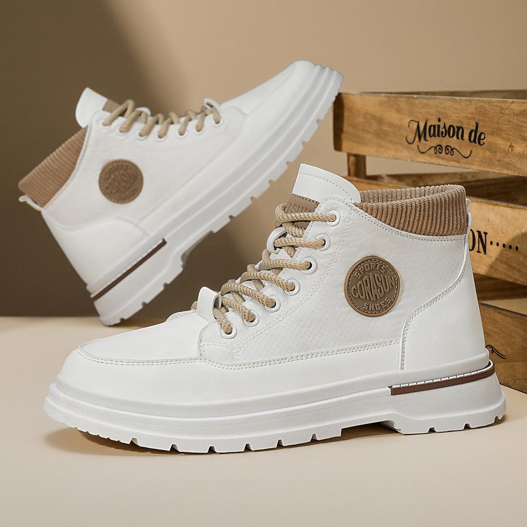 New Autumn High-top Casual Work Shoes, Anti-slip and Wear-resistant Outdoor Leisure Sports Shoes, Men's High-top Boots