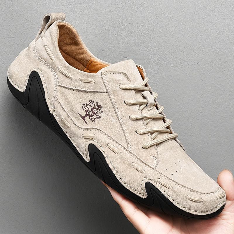 Brand Genuine Leather Men's Shoes Outdoor Suede Moccasins Luxury Men's Casual Driving Shoes Handmade Breathable Men's Loafers