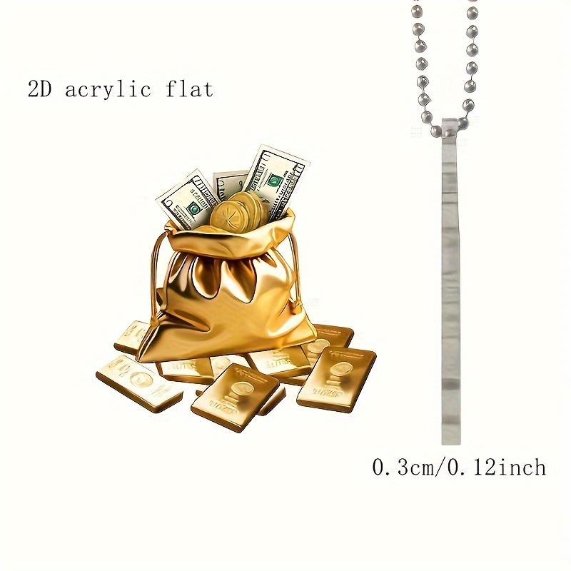

3pcs Creativity 2D Flat Wealth Style Acrylic Classic Pendant Gold Coin Banknote Design Pendant Christmas Tree DIY Decoration