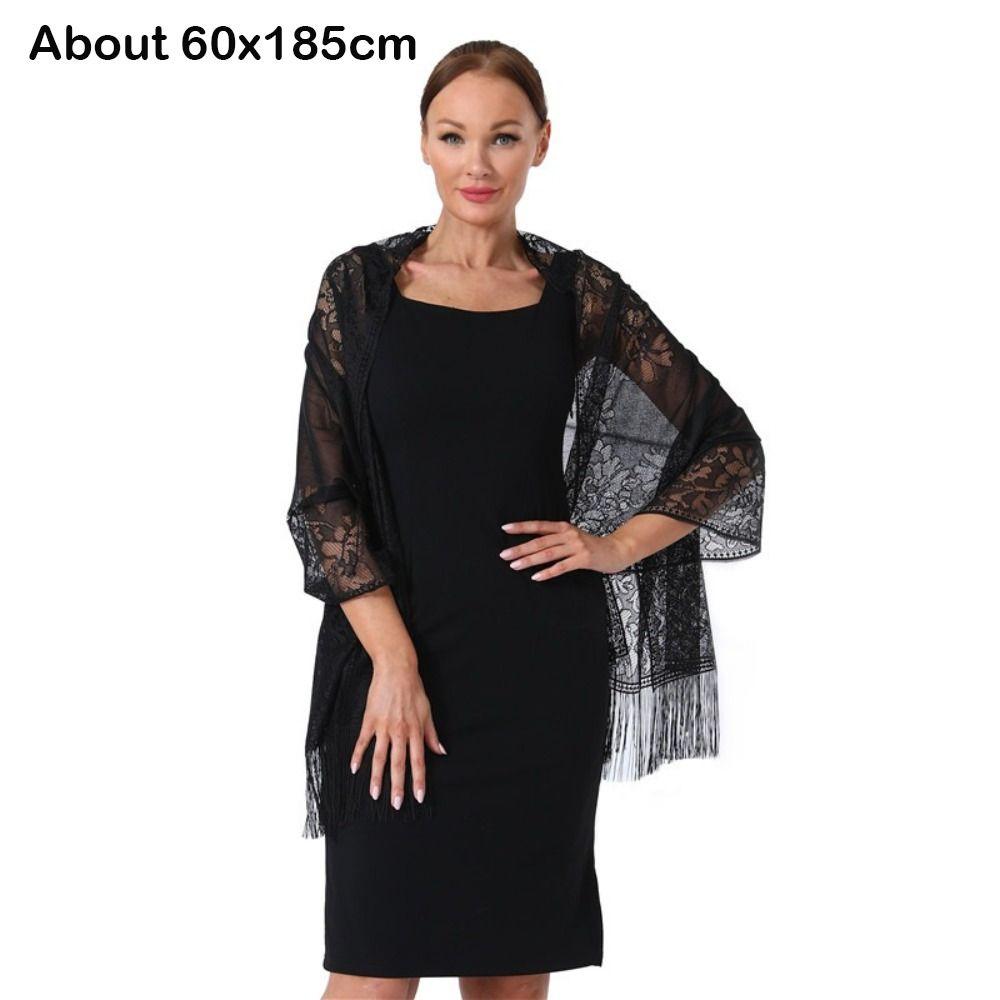 Solid Color Lace Shawl Hollow Tulle Shawl Wedding Accessories Fashion Scarf Cosplay