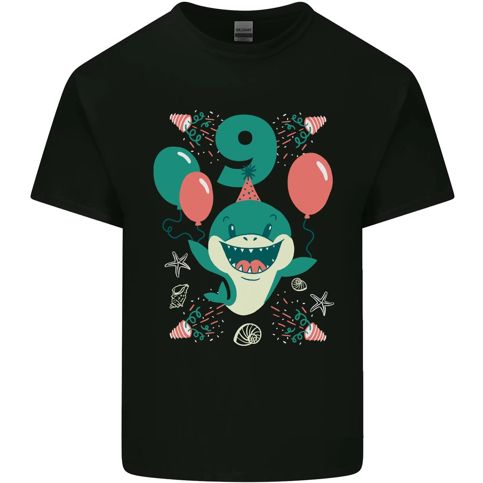 9th Shark Birthday 9 Years Old Kids T-Shirt Childrens 3XL
