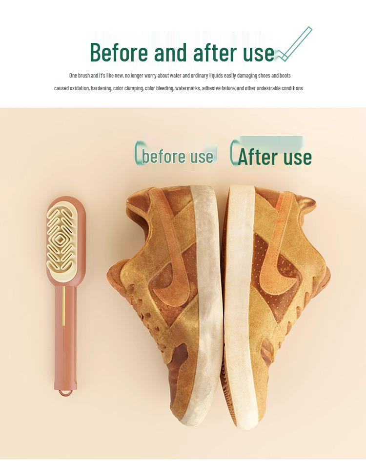 Double-Sided Suede Shoe Brush & Rubber Eraser - Quickly Removes Stains, Soft Bristles Protect Shoes.