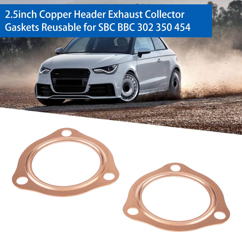 Uszczelki kolektora wydechowego 2,5 cala 2 1/2" Miedziane uszczelki kolektora wydechowego do SBC BBC 302 350 454  (Rozstaw 3 śrub)
