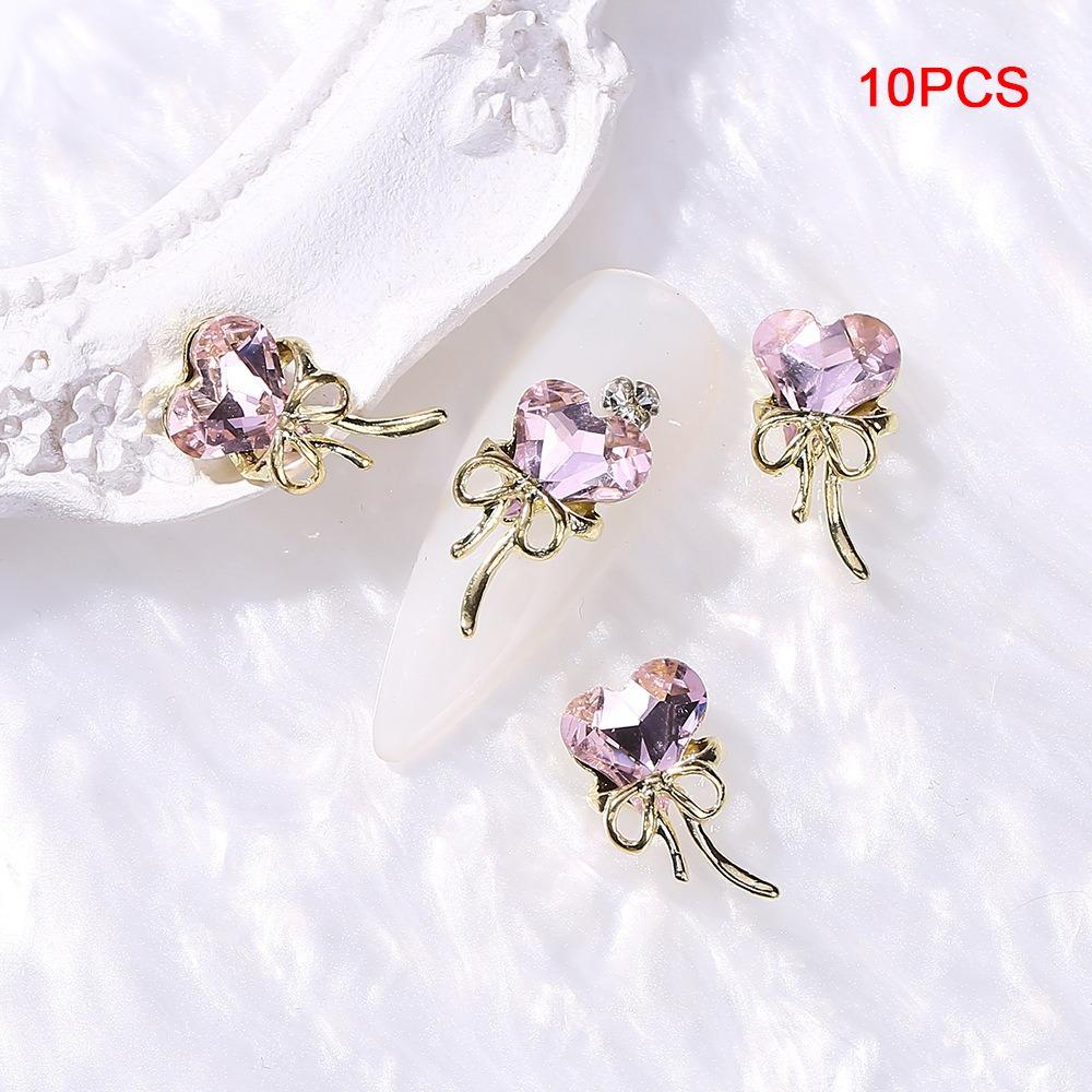 10PCS Crooked Heart Nail Art Charms Translucent Nail Jewelry Manicure Charms  DIY Decoration