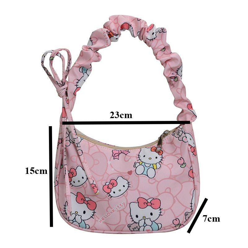 New Kitty crossbody bag Cartoon cat High-end women's underarm bag Versatile single shoulder printed bag Cartoon Girl Handbag