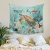 Blue White Stripe Tapestry Wall Hanging Watercolor Octopus Friends Quote Nautical Aesthetic Wall Art Dorm Room Decor