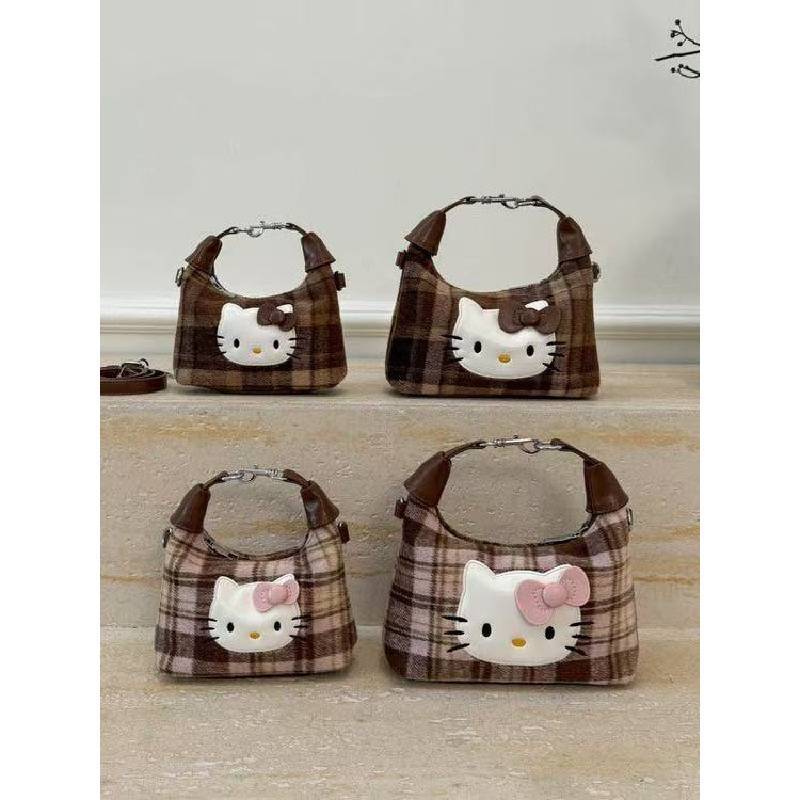 Style Hello Kitty Crossbody Bag For Women And Men With Plaid Pattern And Pusoft Material