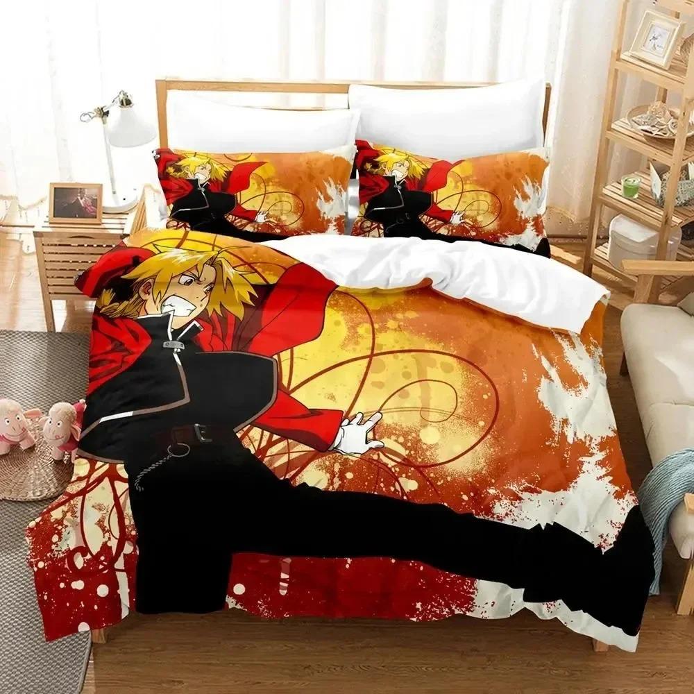 Anime Fullmetal Alchemist Bedding Set Duvet Cover Bed Set Quilt Cover Pillowcase Comforter king Queen Size Boy Adult Bedding Set