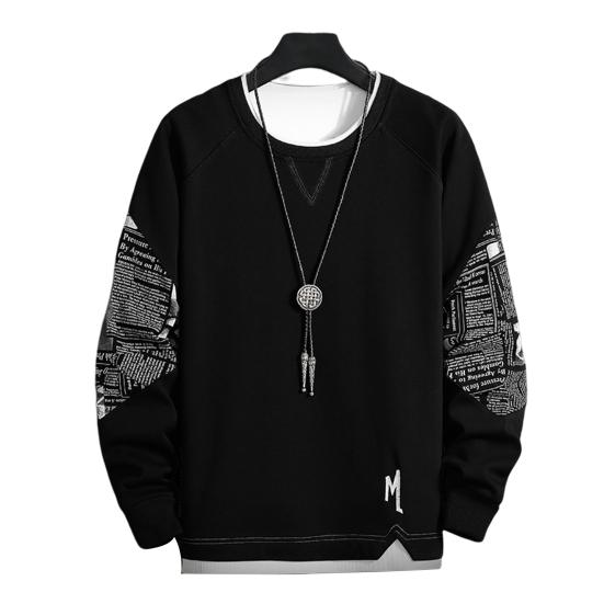 

Round Neck Pullover Triangle Element Trend Korean Insert Color Sweatshirt Men Top Plus Size XXXXL