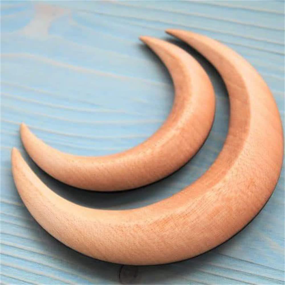 Moon Hairpin: Crescent-Shaped Wooden Hair Fork and Styling Clip, New Chinese Style.