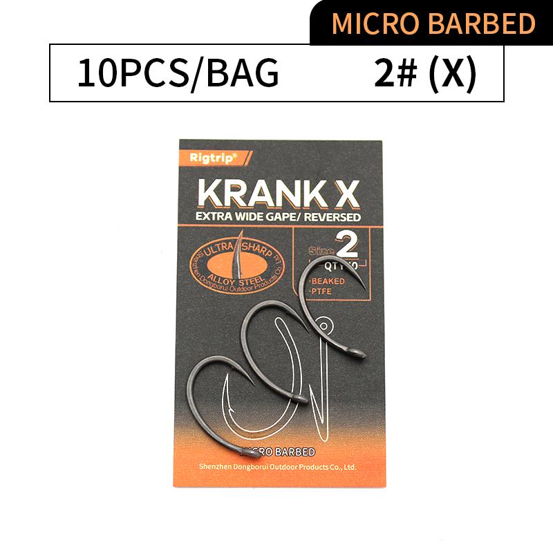 

10 шт. Карповый рыболовный крючок Krank EXTRA Экстра широкий зев Отогнутый Легированная сталь Микро с бородкой/без бородки PTFE покрытие Размер 1 2 4 6