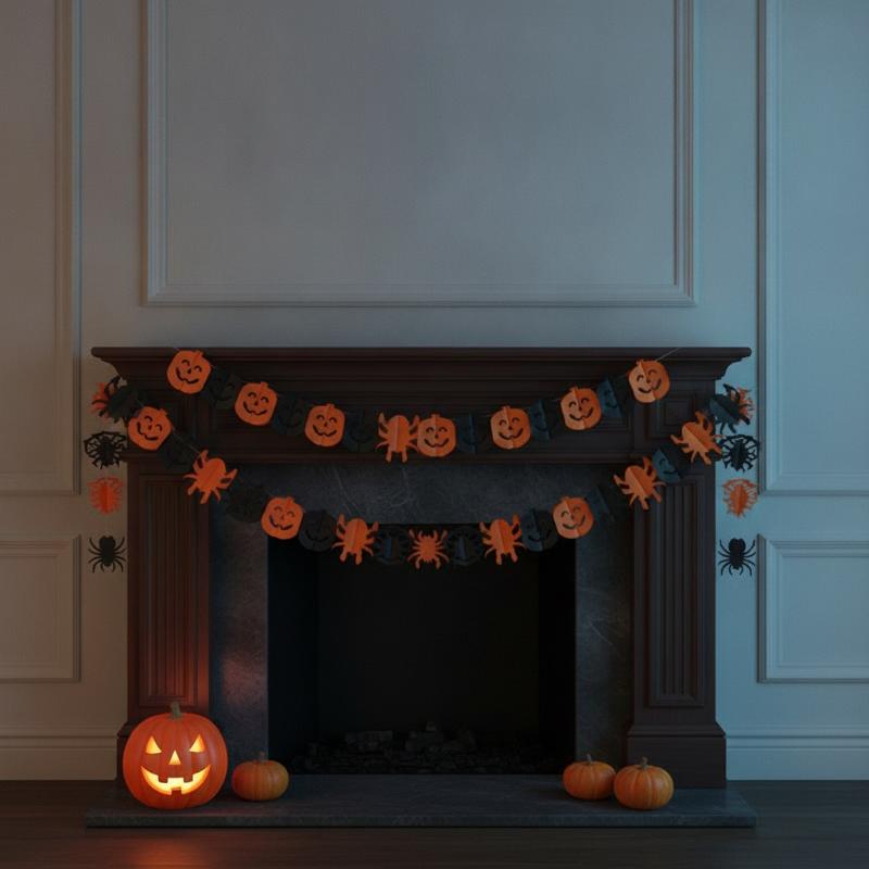 3Meter Halloween Hanging Garland Bat Pumpkin Ghosts Spider Paper Banner Halloween Party Decorations Horror Props