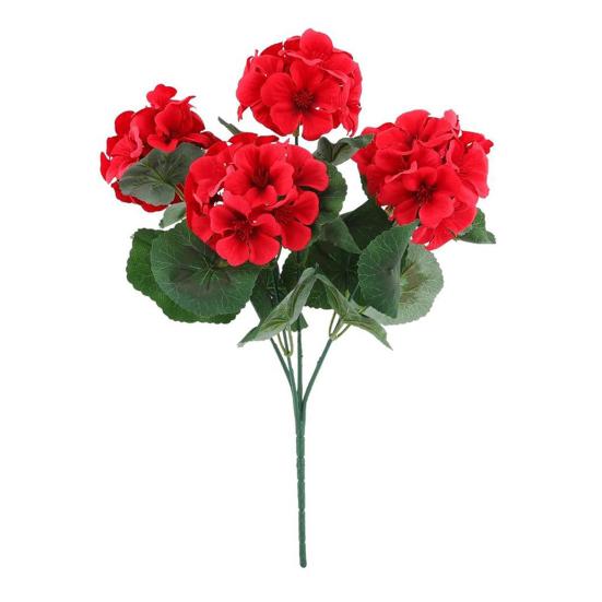 1/6/12 Stück Künstliche Geranienblume mit Grünen Blättern Realistisch UV-Beständig Künstliche Seidenblume Innen Außen Garten Terrasse Balkon Dekoration