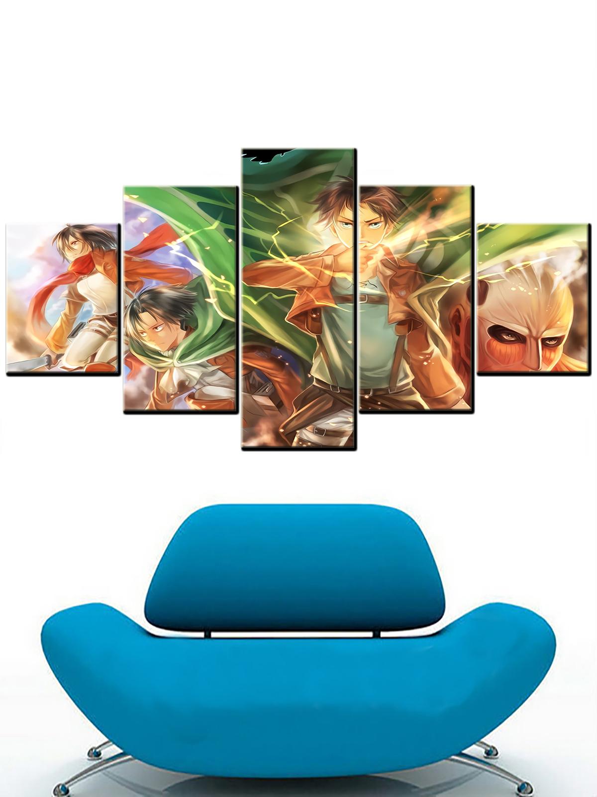 

Картины на холсте, украшение дома для гостиной, настенное искусство, 5 шт., японское аниме, картины «Атака Титанов», современные HD-принты, плакаты, без рамки 20x35cm*2 20x45cm*2 20x55cm*1