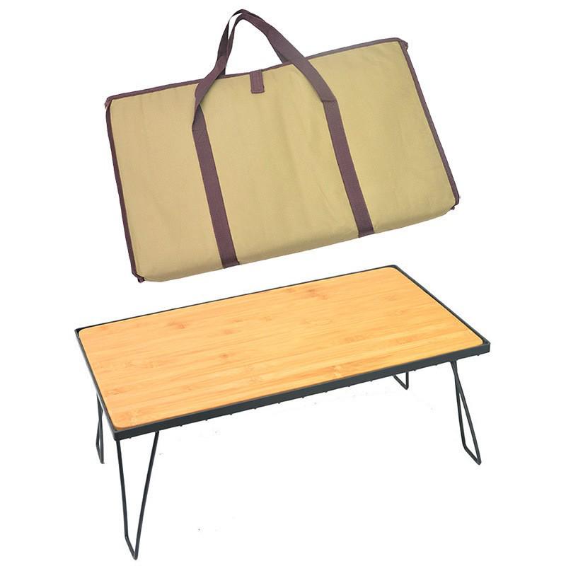 Portable Outdoor Folding Mesh Bamboo Table with Multi-Functional Draining Rack