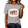 Women's Casual Christmas Print Short Sleeve T-Shirt Fashion Graphic Top for Holiday