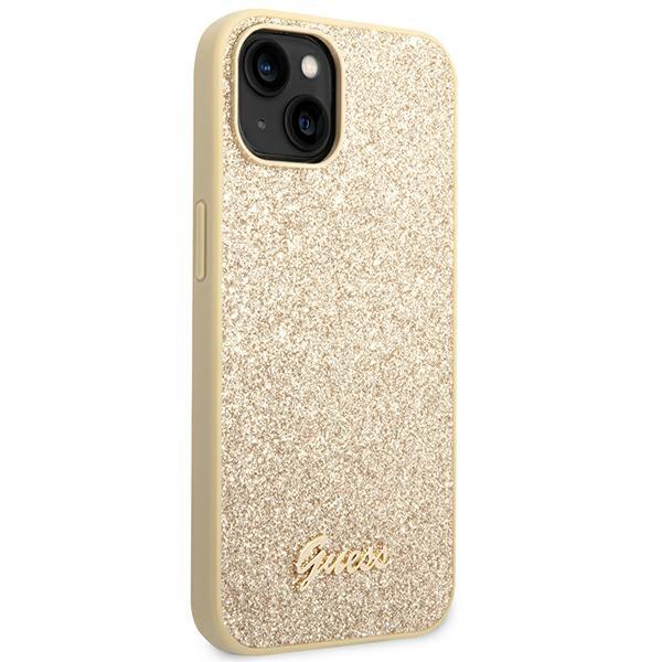 Guess Guhcp14Mhggshd iPhone 14 Plus/ 15 Plus 6.7 Złoty/Gold Twarde Etui Brokatowy Napis