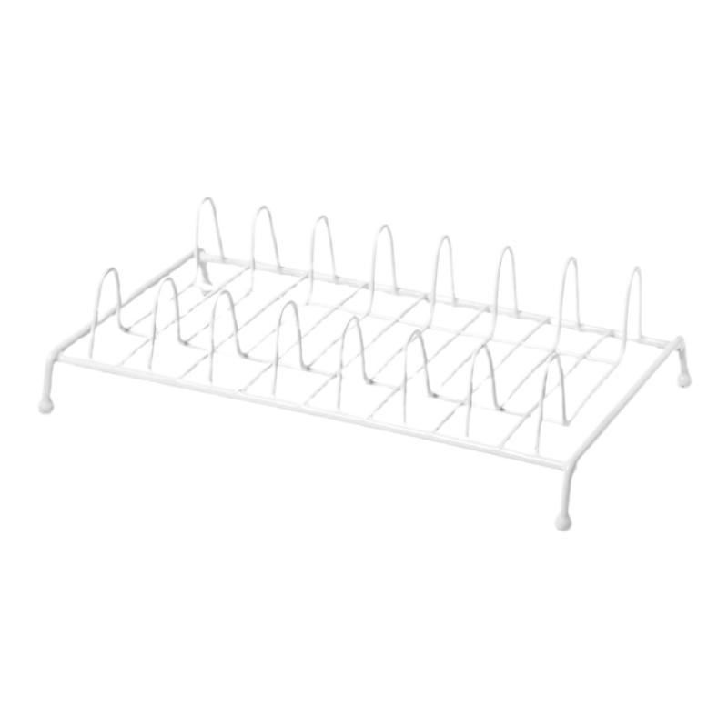 White Iron Kitchen Bowl Plates Drainer Rack Tabletop Storage Holder Drying Shelf Tray Stand For Bowls Plates Racks Holders