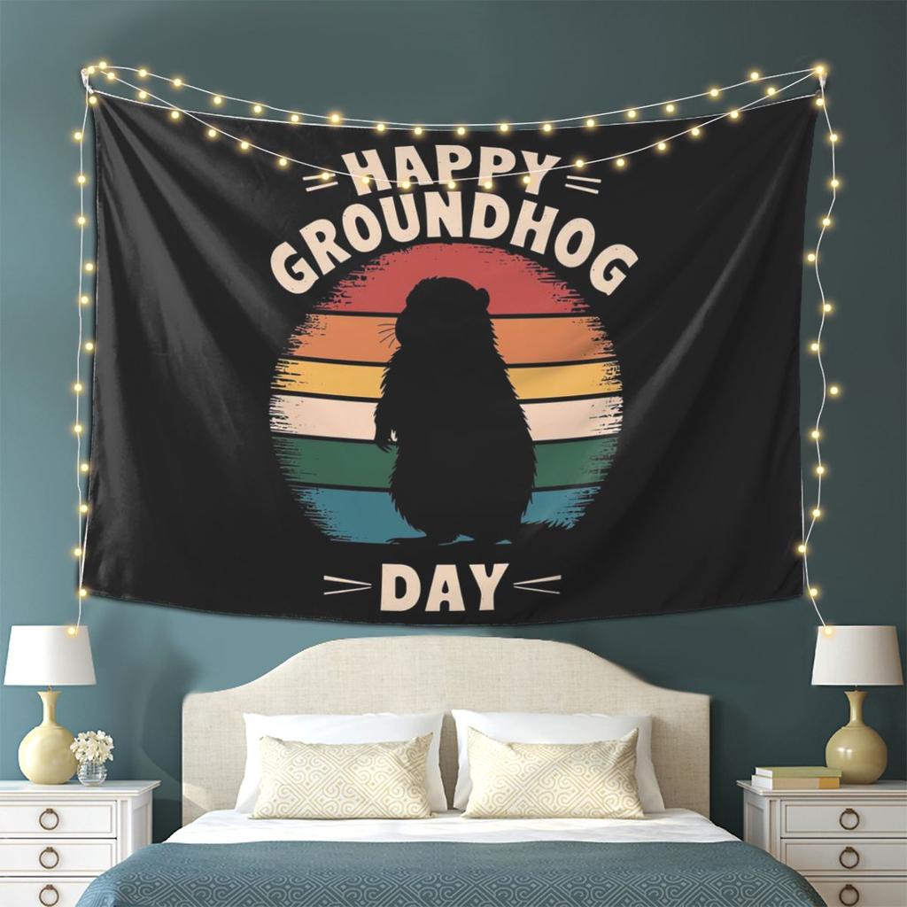 Groundhog Day Wandbehang Ästhetische Heimdekoration Wandteppiche für Wohnzimmer Schlafzimmer