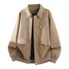 Mens Matte Tie-Dye PU Leather Jacket Loose Fit Retro Workwear Style Fall Casual Outerwear