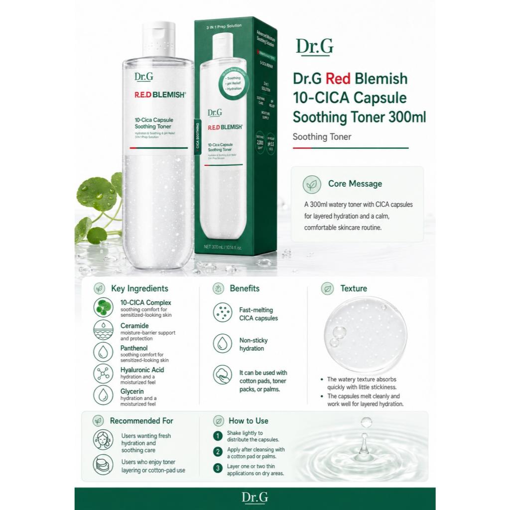 [Dr.G] Red Blemish 10-Cica Capsule Soothing Toner 300ml
